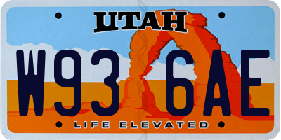 UT license plate W936AE