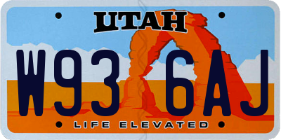 UT license plate W936AJ