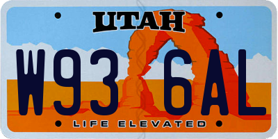 UT license plate W936AL