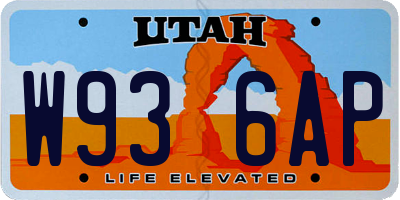 UT license plate W936AP