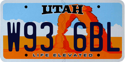 UT license plate W936BL