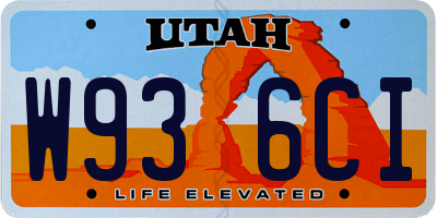 UT license plate W936CI