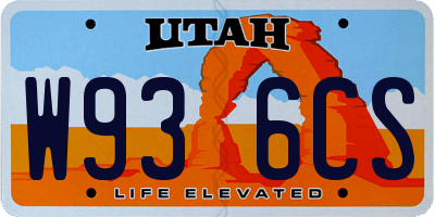 UT license plate W936CS