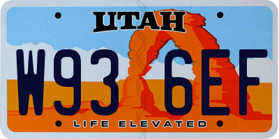 UT license plate W936EF