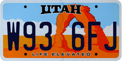 UT license plate W936FJ