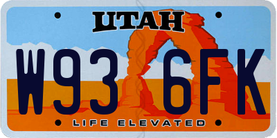 UT license plate W936FK