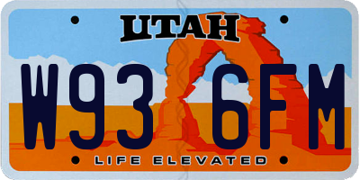 UT license plate W936FM
