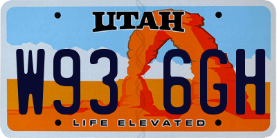 UT license plate W936GH