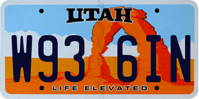 UT license plate W936IN