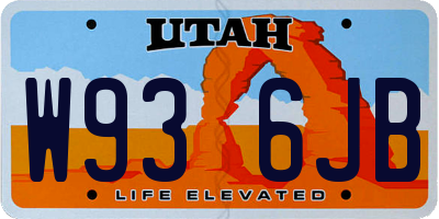 UT license plate W936JB