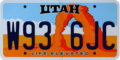 UT license plate W936JC