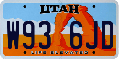 UT license plate W936JD