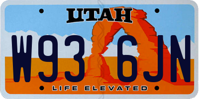 UT license plate W936JN