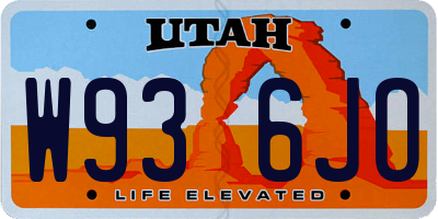 UT license plate W936JO