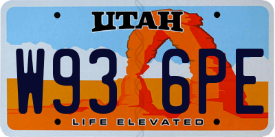 UT license plate W936PE