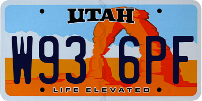 UT license plate W936PF