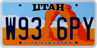 UT license plate W936PY