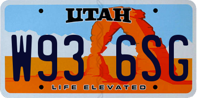 UT license plate W936SG