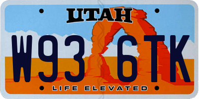 UT license plate W936TK