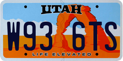 UT license plate W936TS
