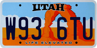 UT license plate W936TU