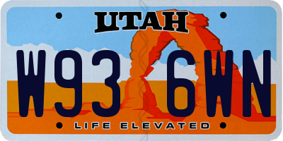 UT license plate W936WN