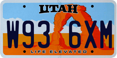 UT license plate W936XM