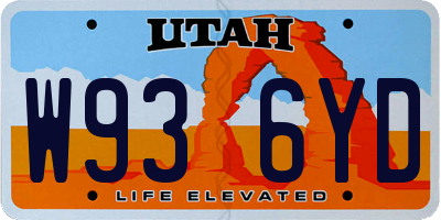 UT license plate W936YD