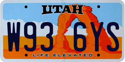 UT license plate W936YS