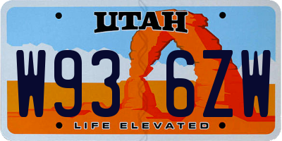 UT license plate W936ZW