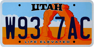 UT license plate W937AC