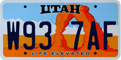UT license plate W937AF