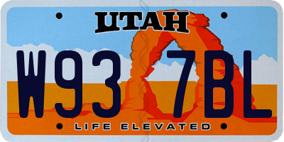 UT license plate W937BL