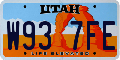 UT license plate W937FE