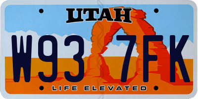 UT license plate W937FK