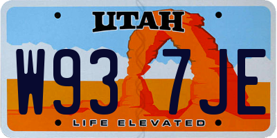 UT license plate W937JE