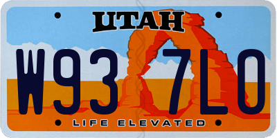 UT license plate W937LO
