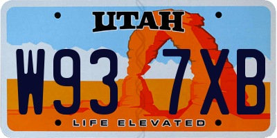 UT license plate W937XB