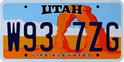 UT license plate W937ZG