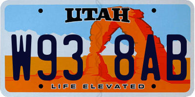 UT license plate W938AB