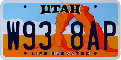 UT license plate W938AP