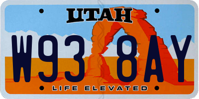 UT license plate W938AY
