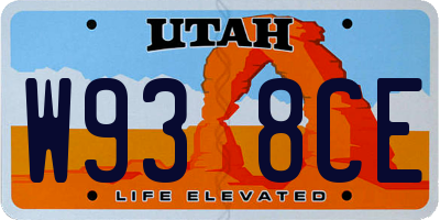 UT license plate W938CE