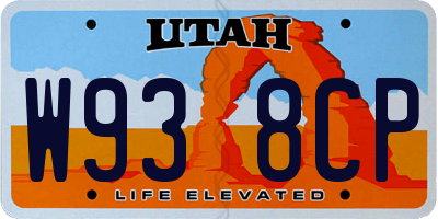 UT license plate W938CP