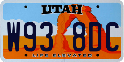 UT license plate W938DC