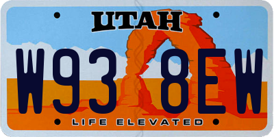 UT license plate W938EW