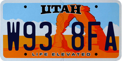 UT license plate W938FA