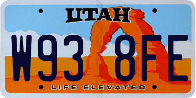 UT license plate W938FE