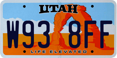 UT license plate W938FF
