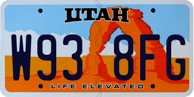 UT license plate W938FG